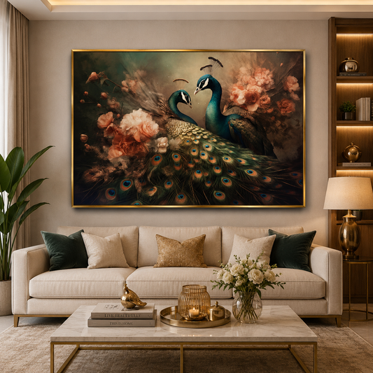 Peacock Vastu Painting Canvas for Wealth and Harmony