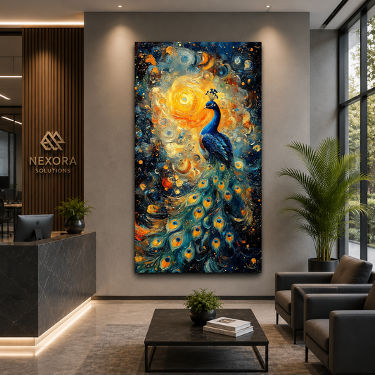 Royal Peacock Wall Painting for Living Room Decoration