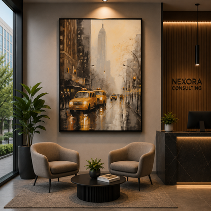 Vintage New York Taxi Street Canvas Wall Art