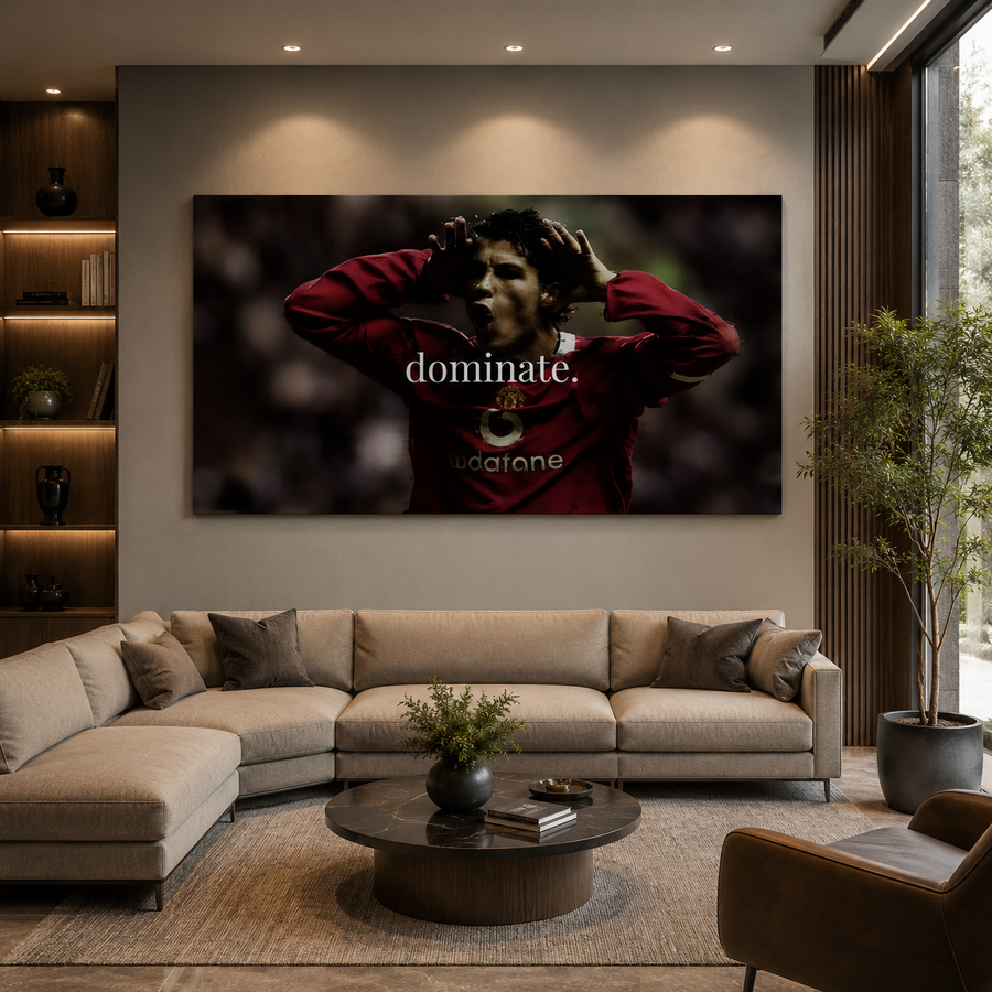 Cristiano Ronaldo Dominate Motivational Football Canvas Wall Art