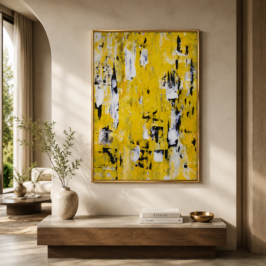 Yellow Modern Abstract Canvas Wall Art Painting