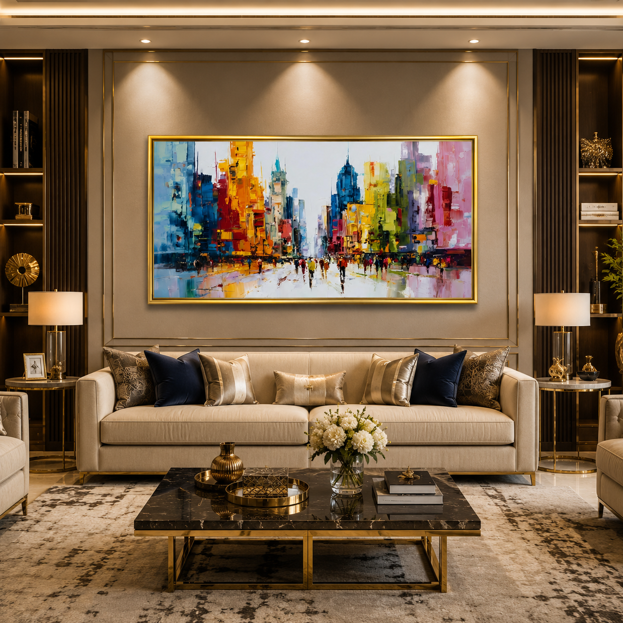 Colorful Abstract Cityscape Canvas Wall Art