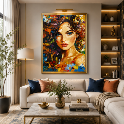 Elegant Woman Portrait Abstract Canvas Wall Art Painting