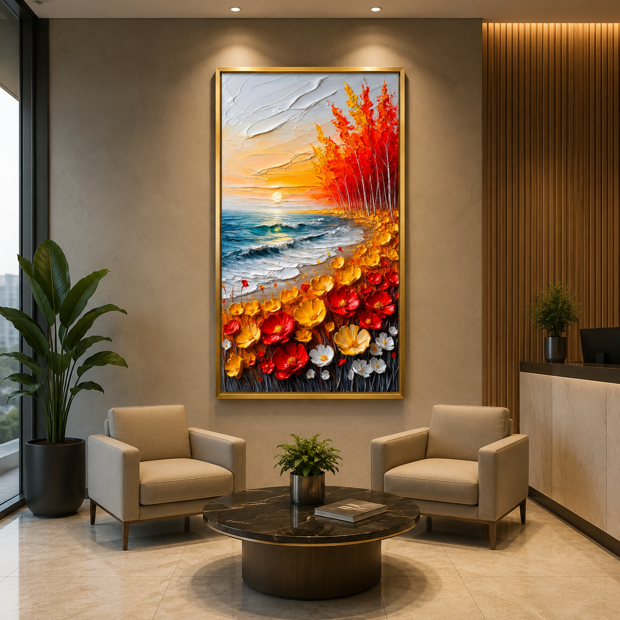 Autumn Coastal Landscape Canvas Wall Art for Modern Interiors