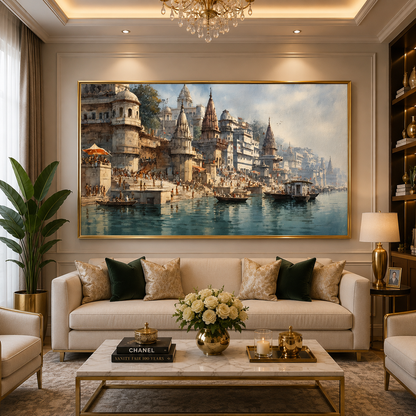 Banaras Ghats Canvas Wall Painting for Living Room Decor