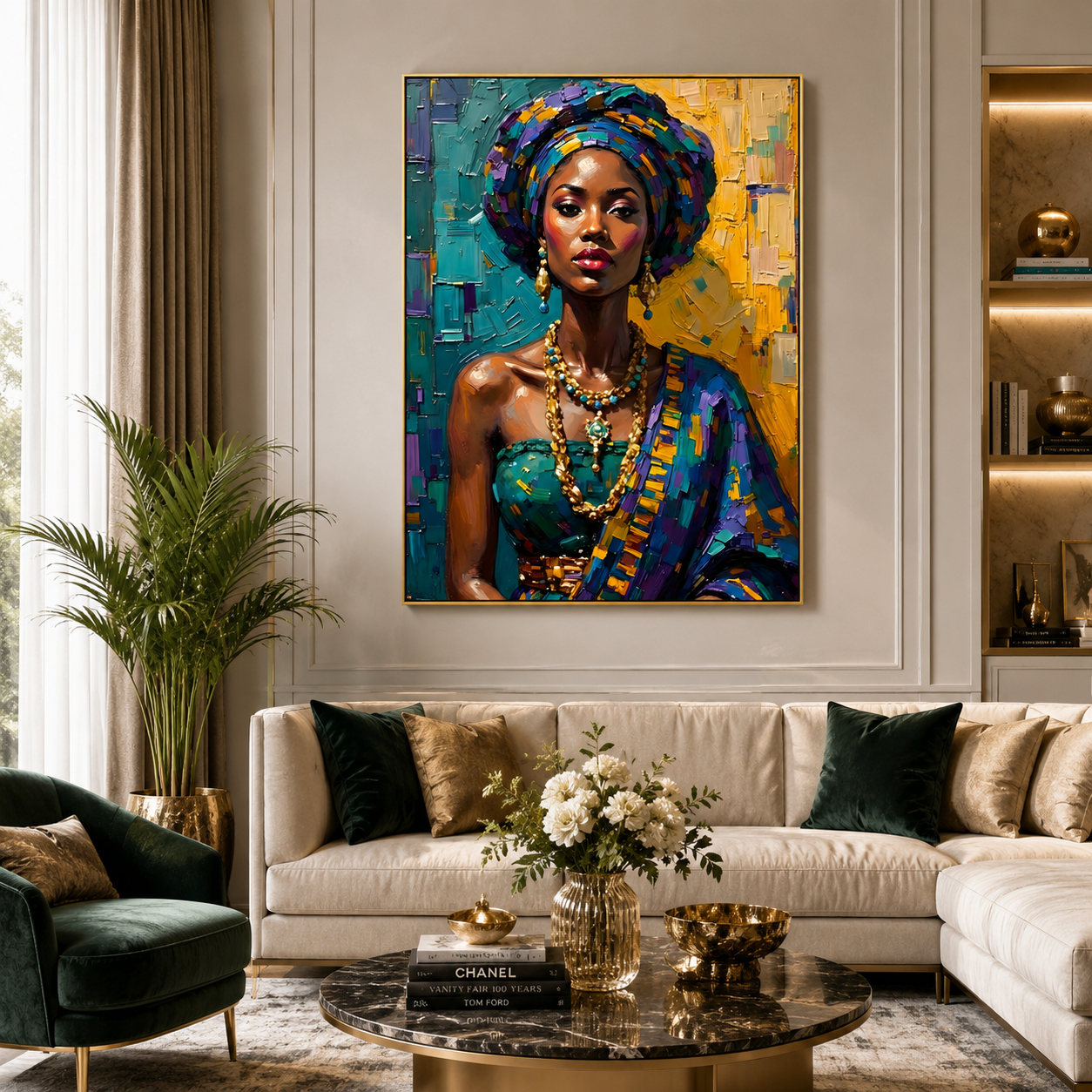 African Queen Portrait Canvas Wall Art for Luxury Home Decor