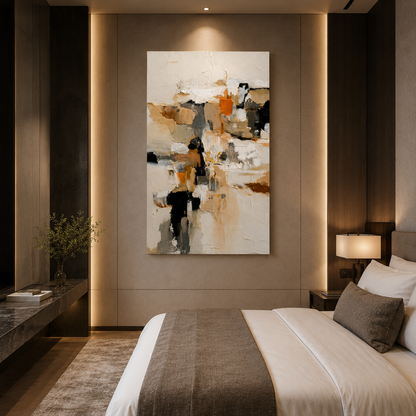 Neutral Abstract Texture Canvas Wall Art Painting for Interiors