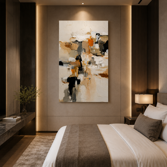 Neutral Abstract Texture Canvas Wall Art Painting for Interiors