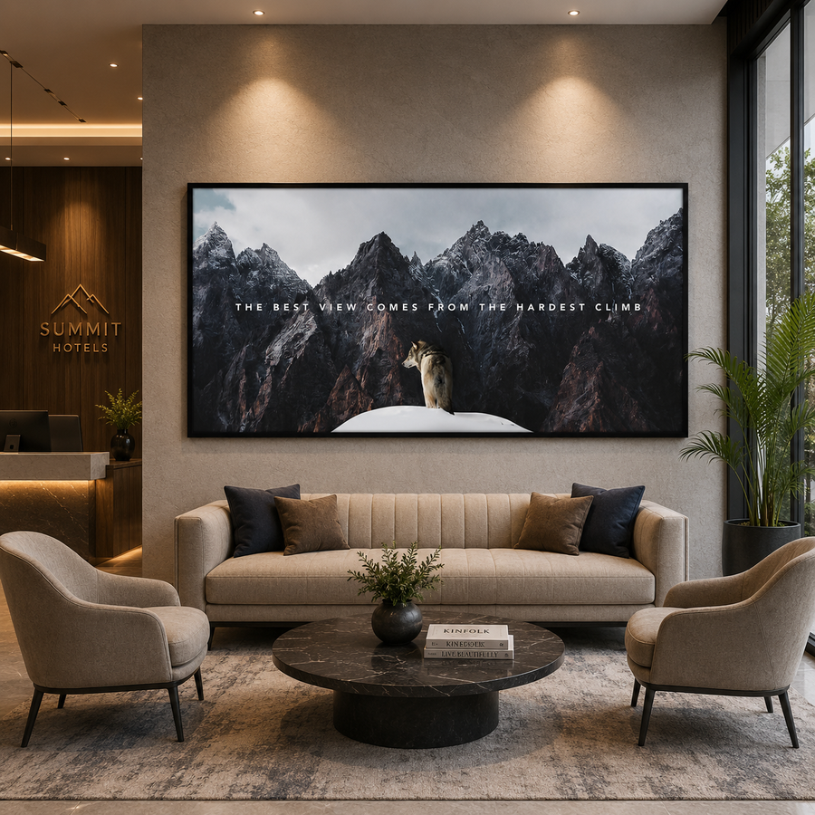 Mountain Motivation Canvas Wall Art – Hardest Climb Quote Print