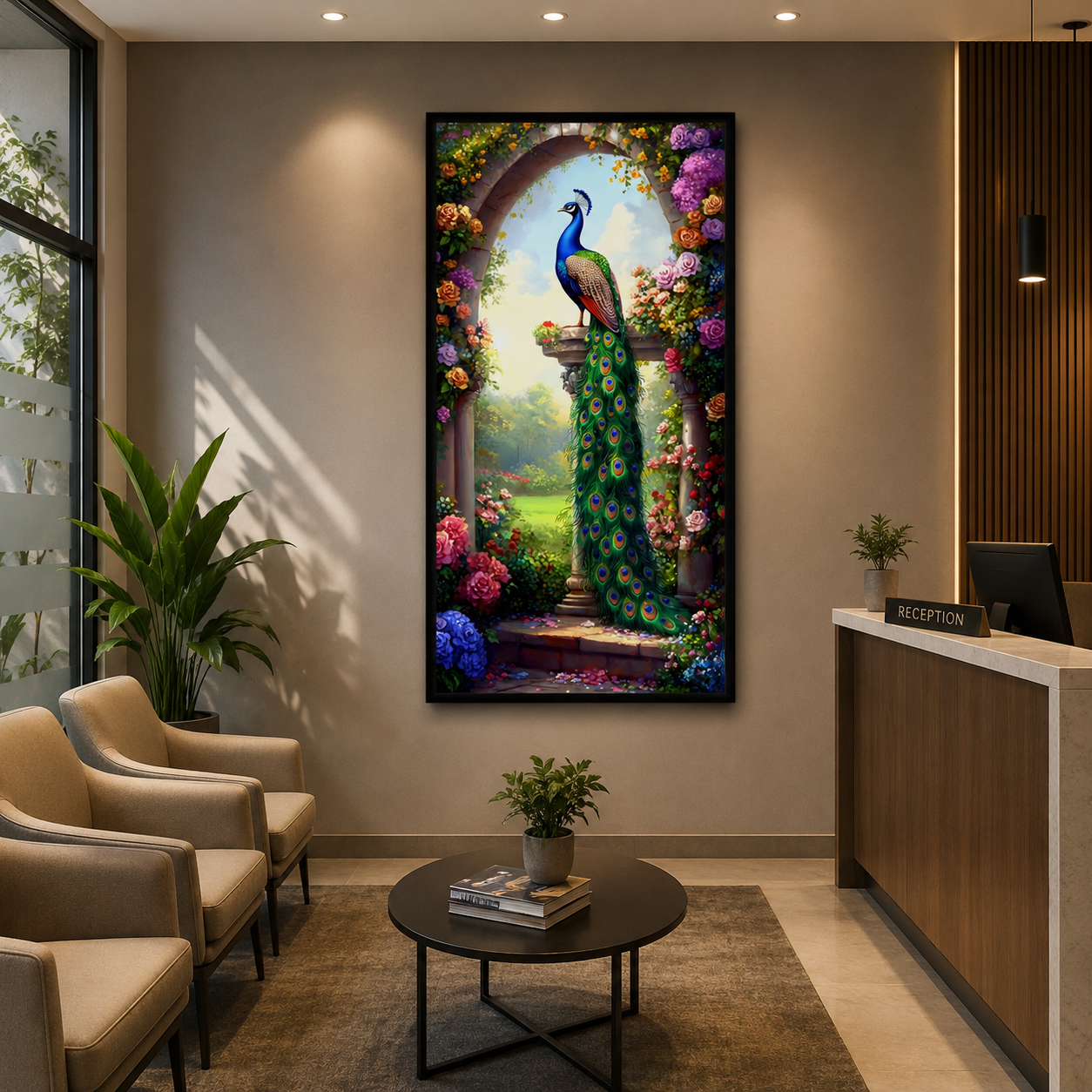 Elegant Peacock Vastu Canvas Painting for Modern Wall Decor