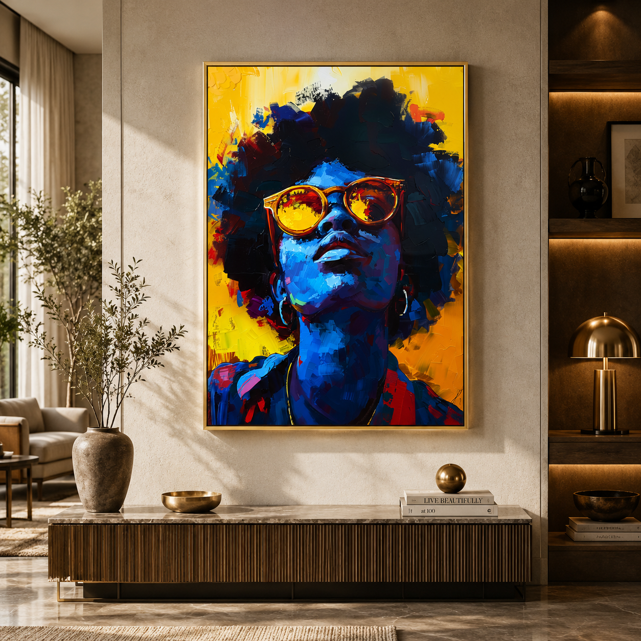 Modern Colorful Woman Portrait Canvas Wall Art Painting