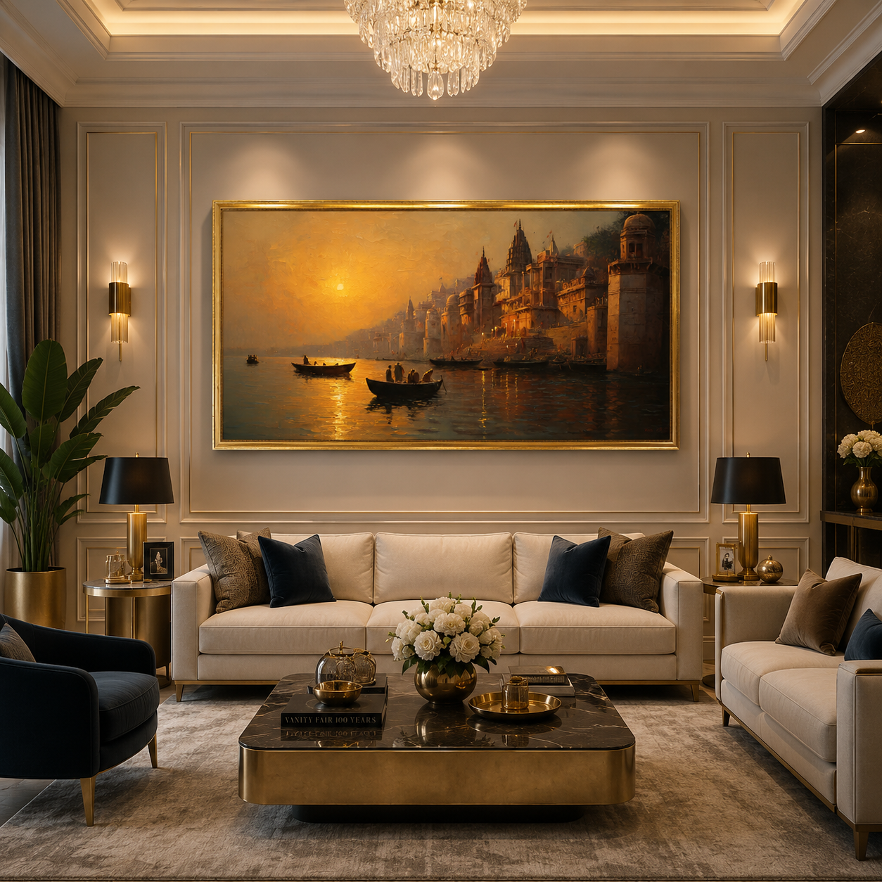 Banaras Ghats Modern Canvas Wall Art for Home Interior Decor