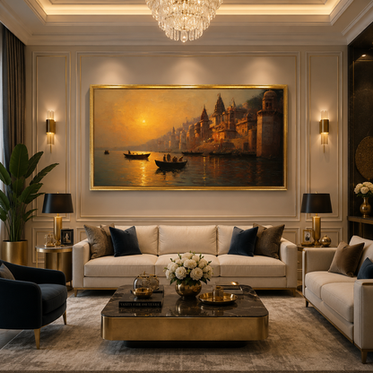Banaras Ghats Modern Canvas Wall Art for Home Interior Decor