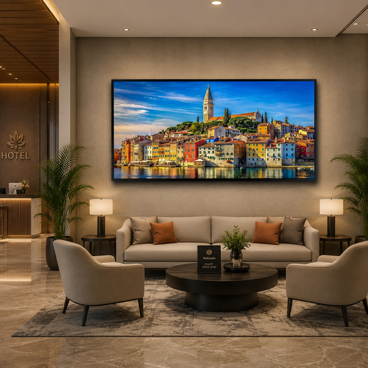 Scenic Coastal City Canvas Painting for Luxury Wall Decor