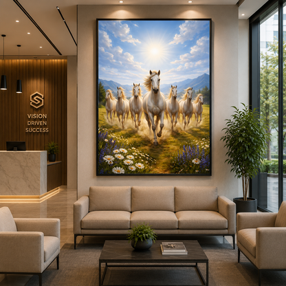 Seven Horse Wall Art Canvas Painting for Living Room Decor