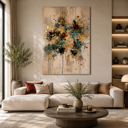 Luxury Abstract Gold Splash Wall Art Canvas for Modern Interiors