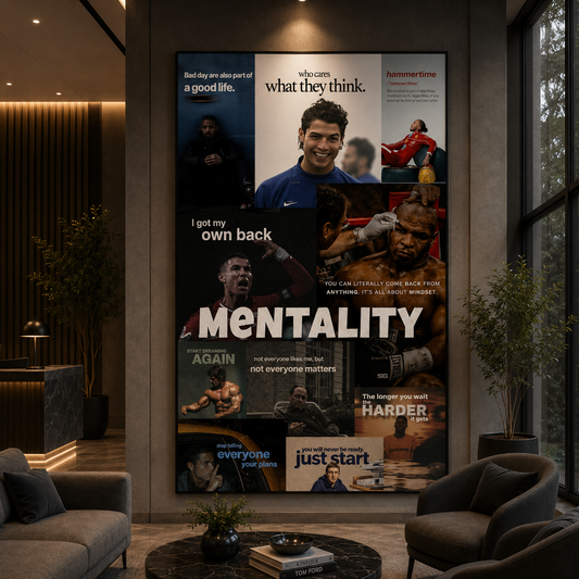 Mentality Motivation Collage Poster Inspirational Success Wall Art