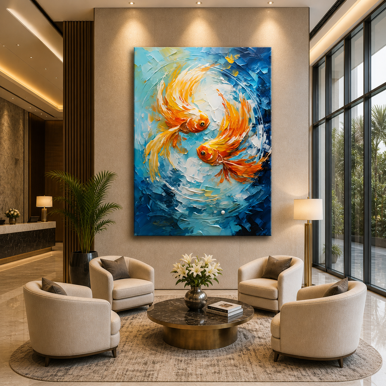 Koi Fish Wall Art Canvas Painting for Positive Energy Decor