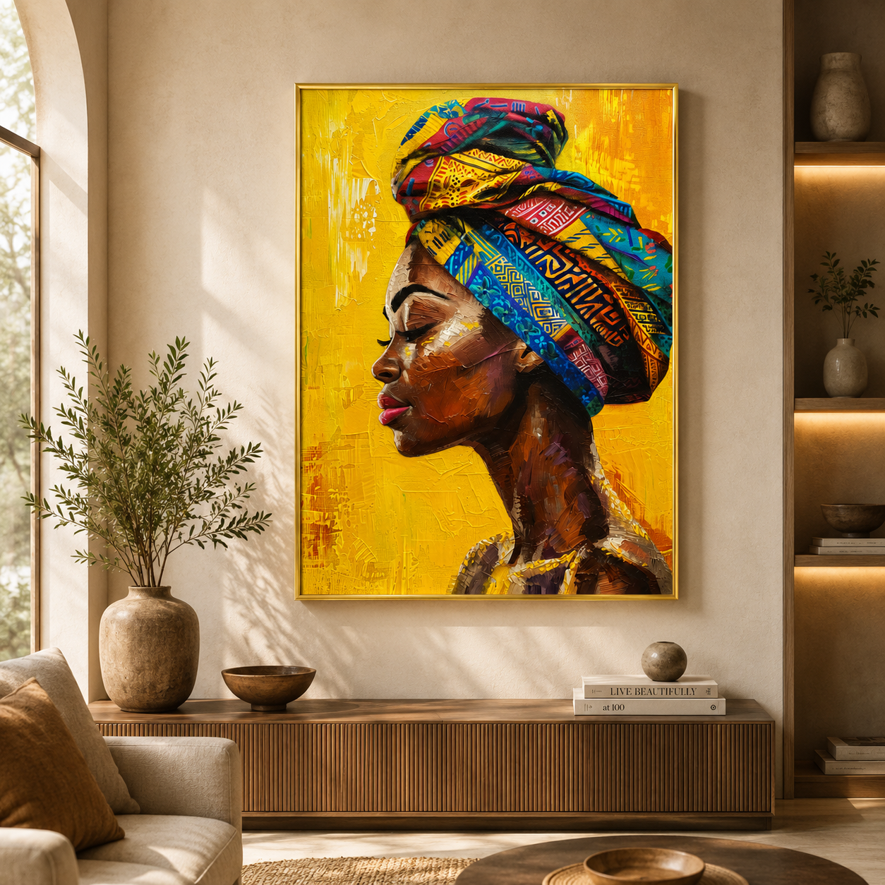 African Woman Portrait Canvas Wall Art for Luxury Interiors