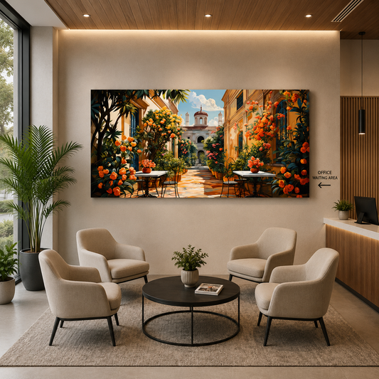 Luxury Floral Courtyard Canvas Wall Art for Modern Interiors