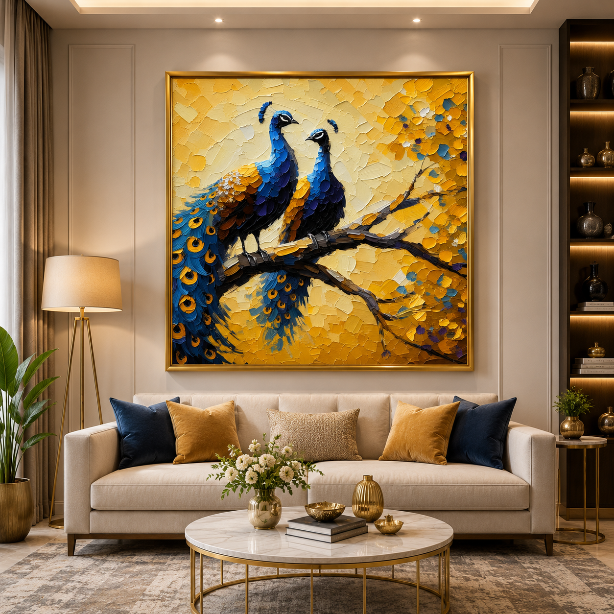 Peacock Canvas Painting Inspired by Indian Heritage