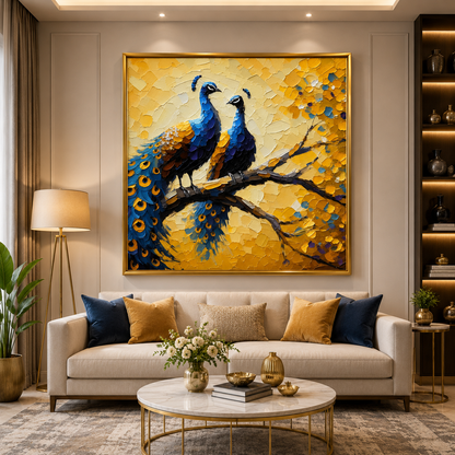 Peacock Canvas Painting Inspired by Indian Heritage