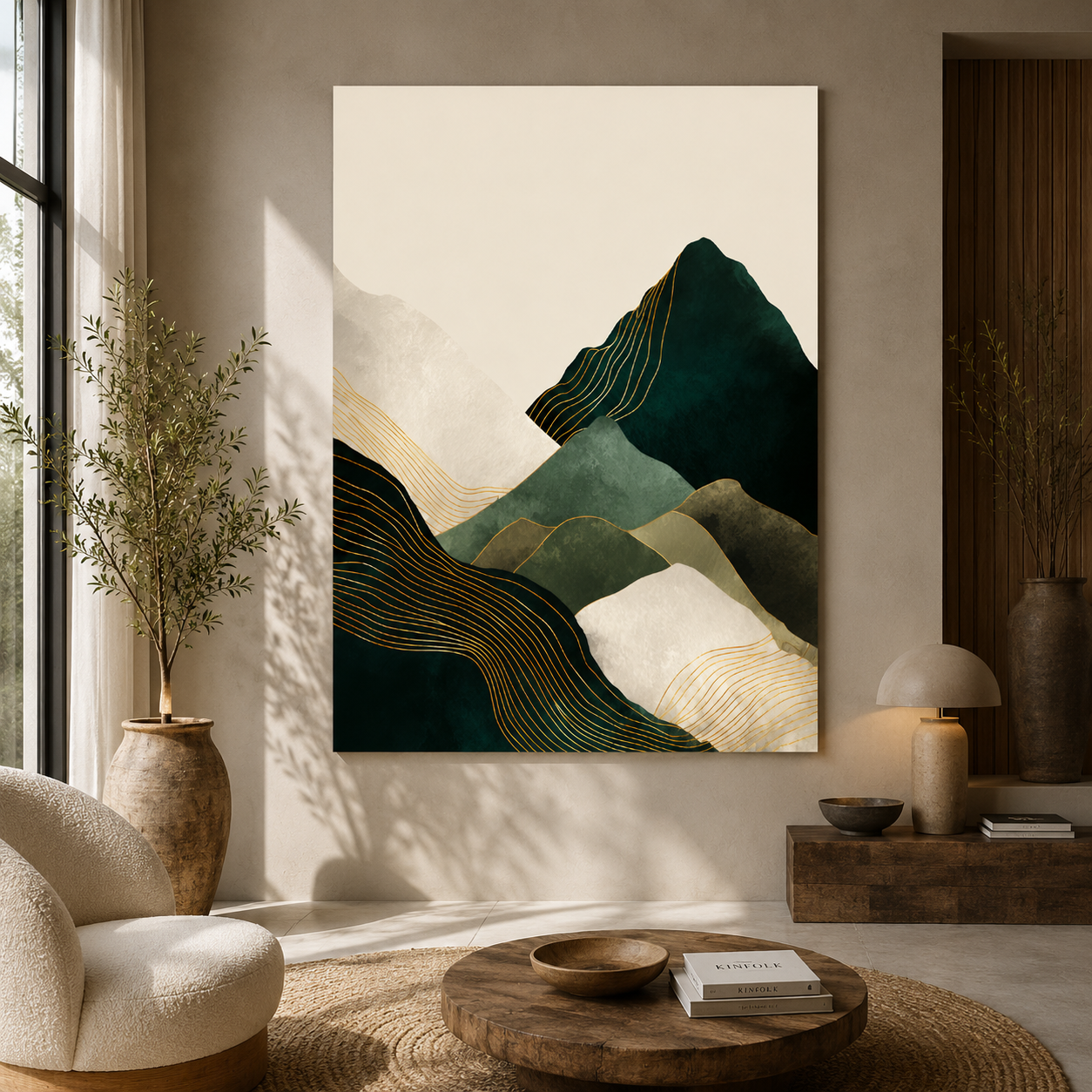 Minimalist Mountain Abstract Wall Art Canvas for Modern Home Decor
