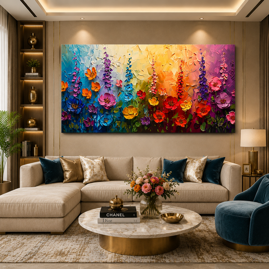 Vibrant Colorful Floral Abstract Canvas Wall Art for Modern Décor