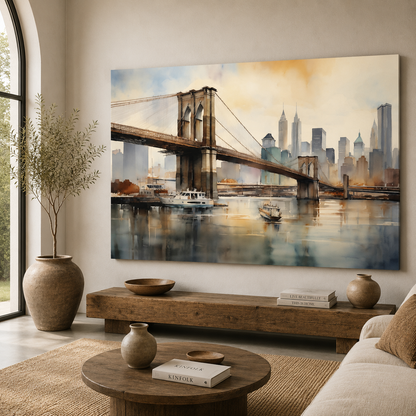 Brooklyn Bridge Cityscape Canvas Wall Art