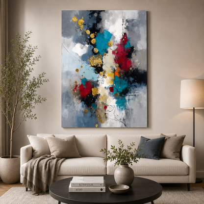 Luxury Color Splash Abstract Canvas Wall Art Painting