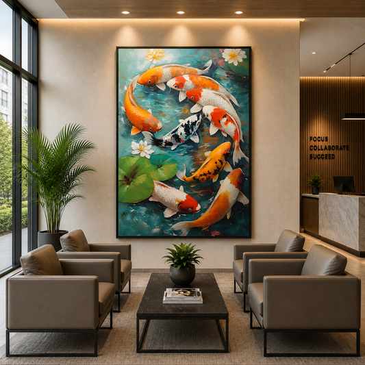 Feng Shui Koi Fish Canvas Painting for Home Wall Decor