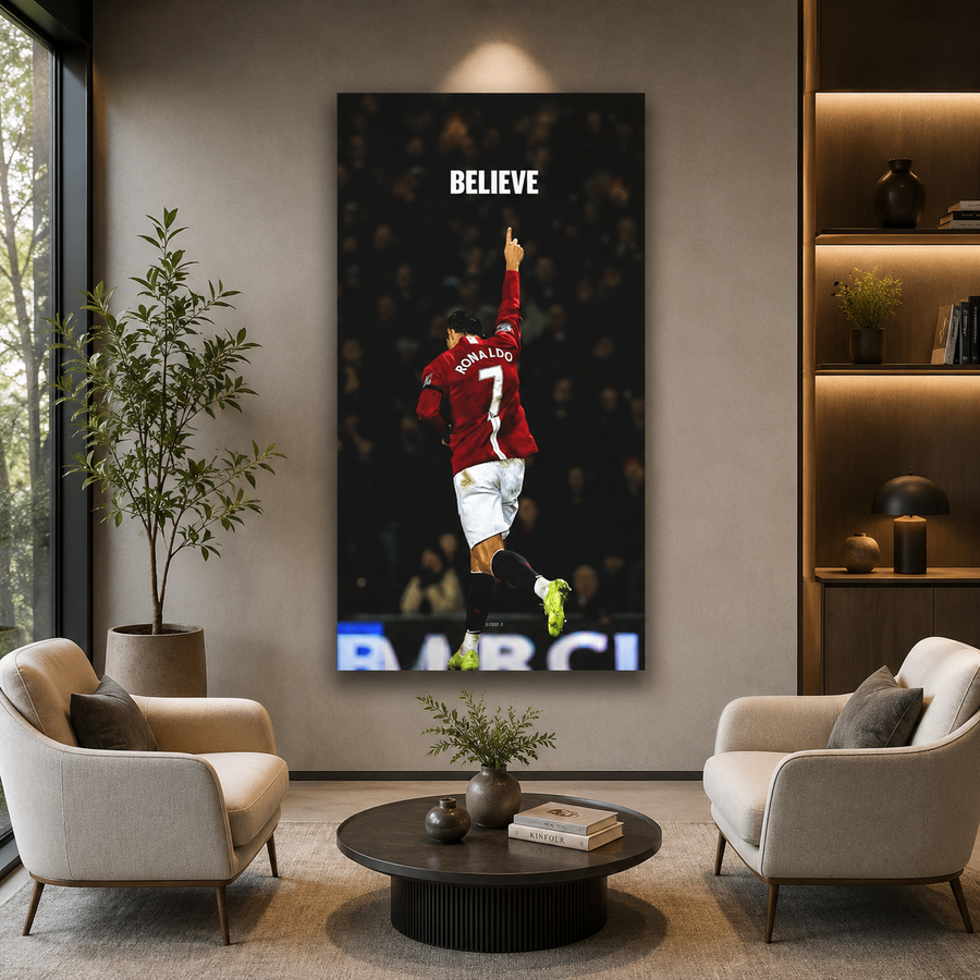 Believe Cristiano Ronaldo Motivational Football Canvas Wall Art