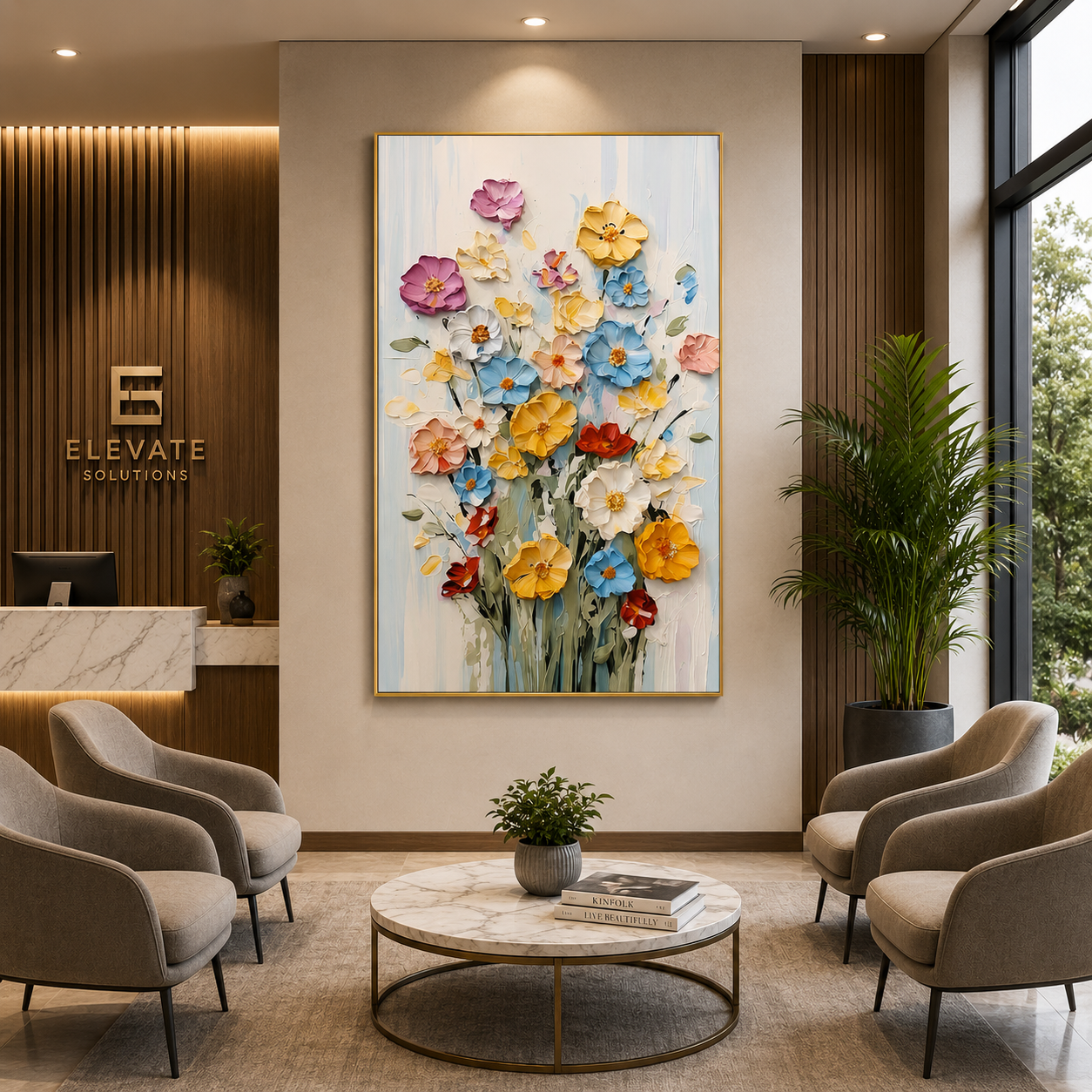 Pastel Floral Bouquet Canvas Wall Art for Elegant Modern Interiors