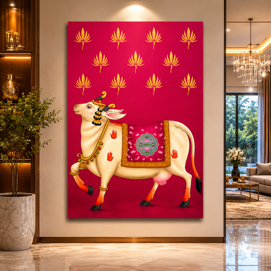 Royal Sacred Cow Pink Lotus Heritage Canvas Wall Art