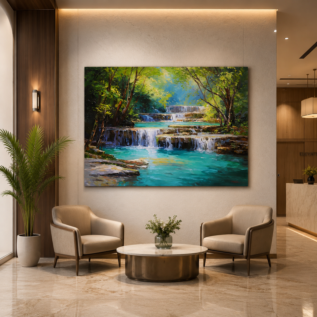 Waterfall Vastu Wall Painting for Positive Energy Decor