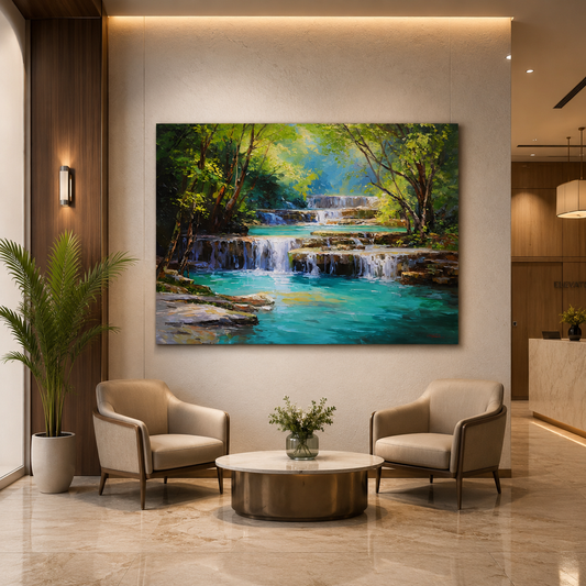 Waterfall Vastu Wall Painting for Positive Energy Decor