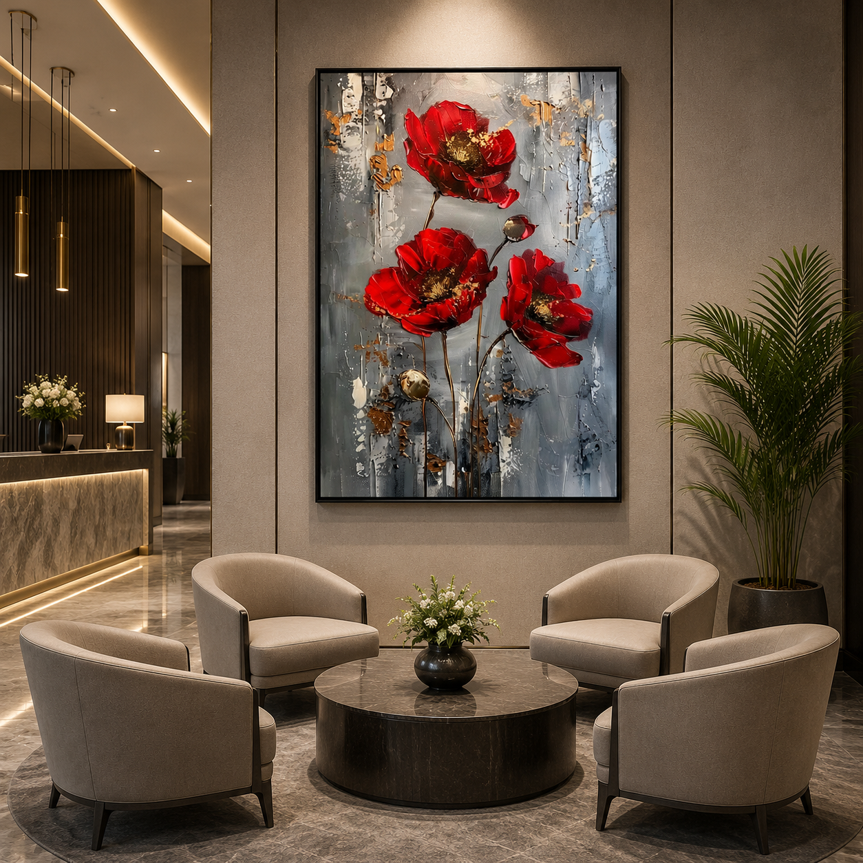 Elegant Red Poppy Flower Canvas Wall Art for Modern Interiors