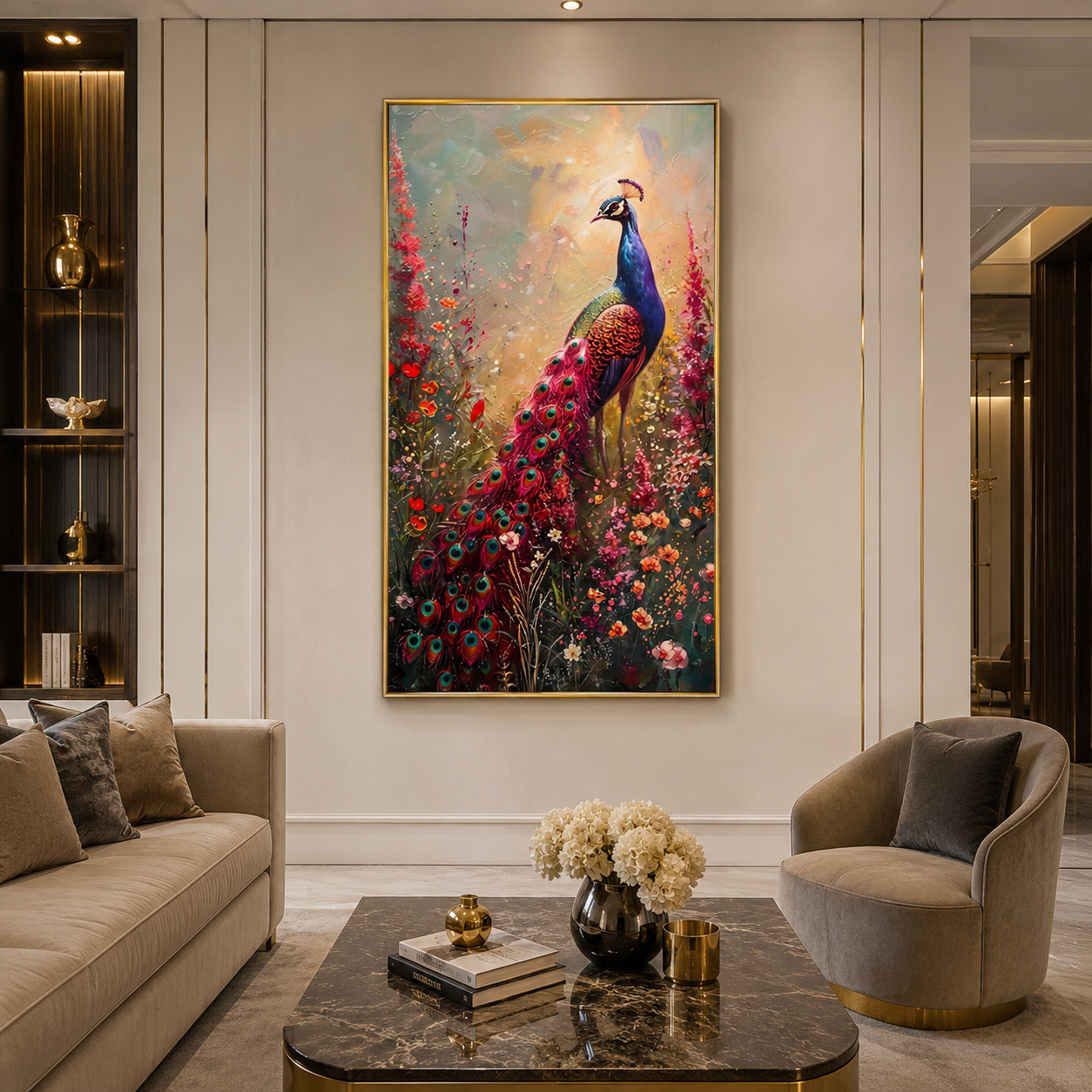 Peacock Wall Art with Rich Colors and Elegant Design