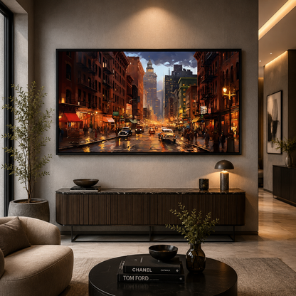 Modern Urban Cityscape Canvas Painting for Luxury Wall Decor