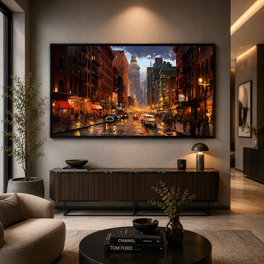 Modern Urban Cityscape Canvas Painting for Luxury Wall Decor