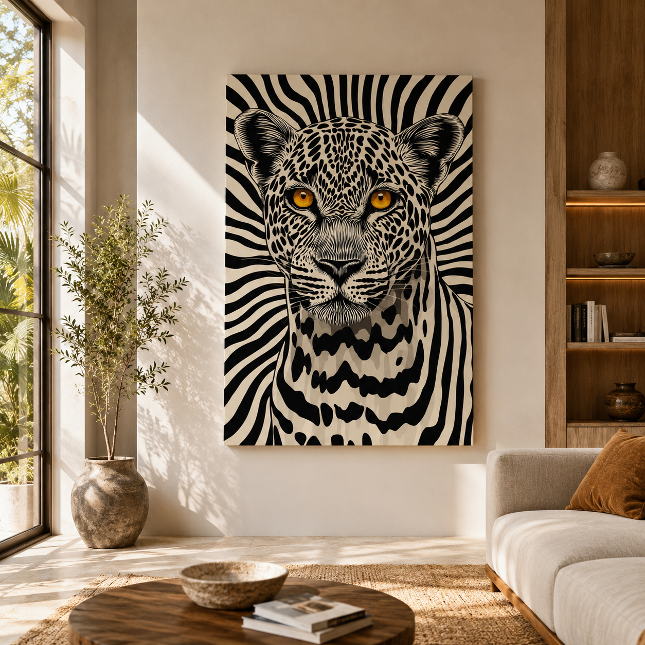 Majestic Leopard Modern Wall Art – Modern Black & White Animal Canvas