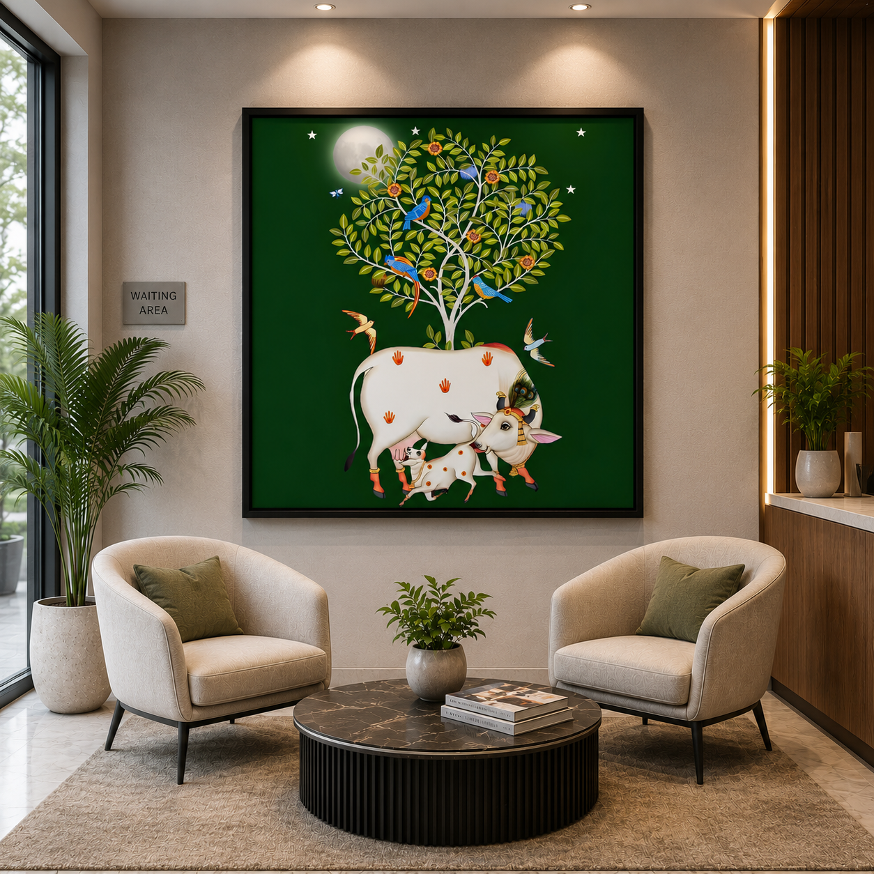 Sacred Cow Tree of Life Spiritual Canvas Wall Art