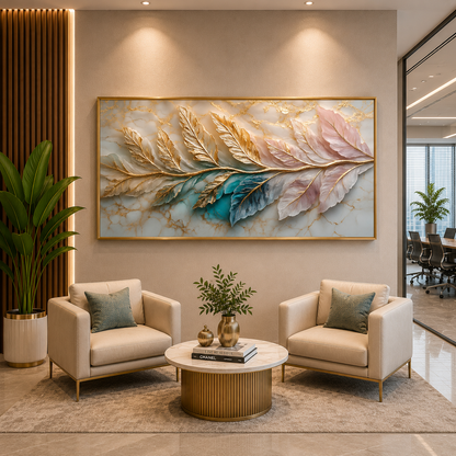 Luxury Gold Leaf Abstract Wall Art for Elegant Modern Interiors