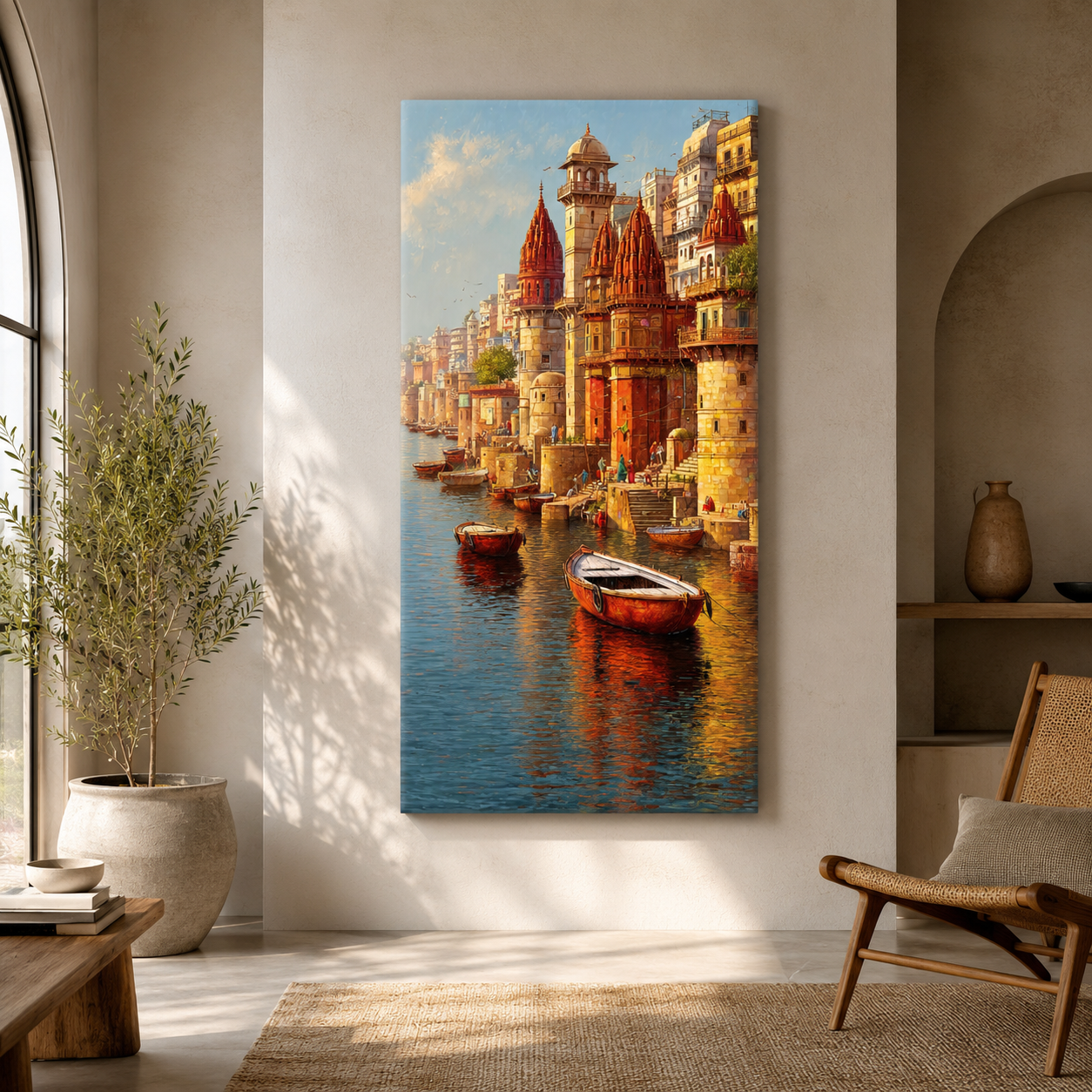 Banaras Ghats Painting Canvas Wall Art for Home Decor