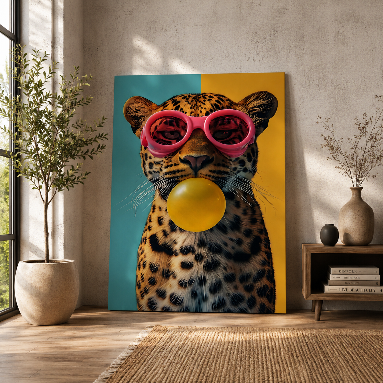 Bubblegum Beast Wall Art Painting for Trendy Modern Decor