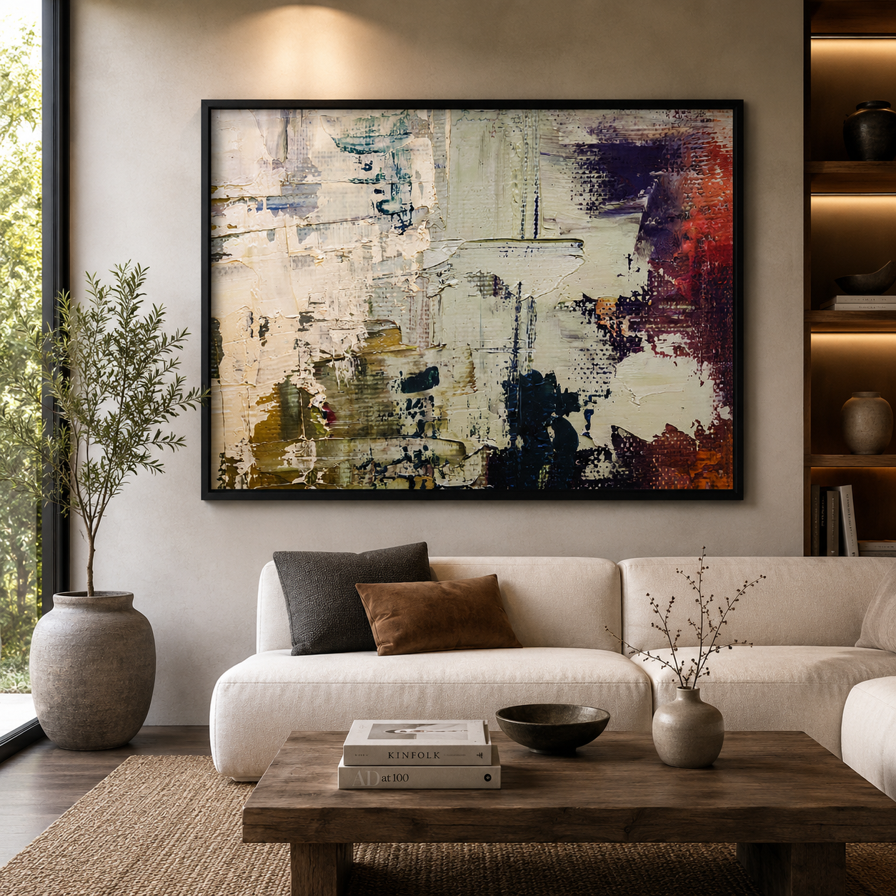 Modern Neutral Abstract Canvas Wall Art Painting Decor