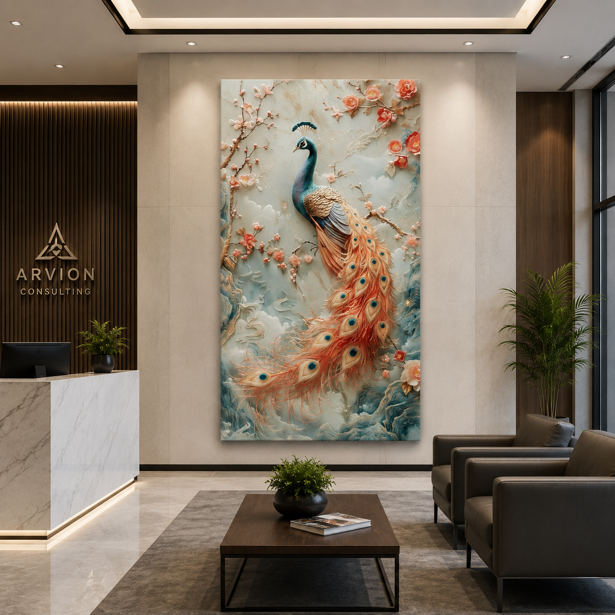 Beautiful Peacock Canvas Painting for Living Spaces