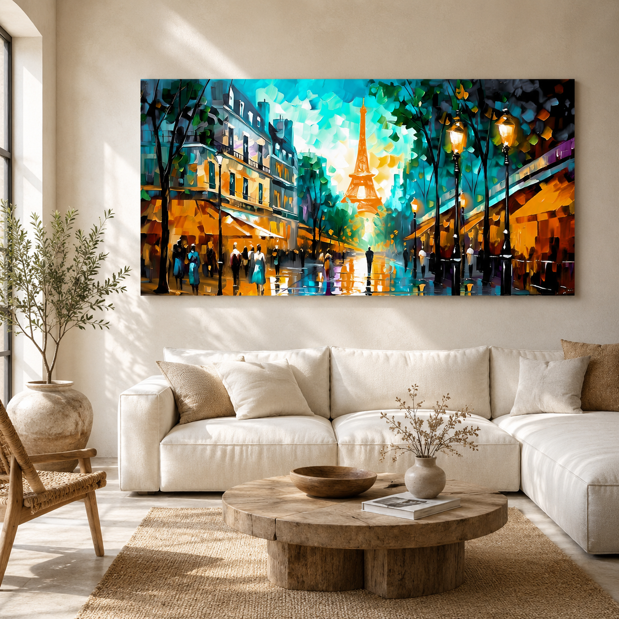 Paris Street Eiffel Tower Canvas Wall Art Painting For Home Decor