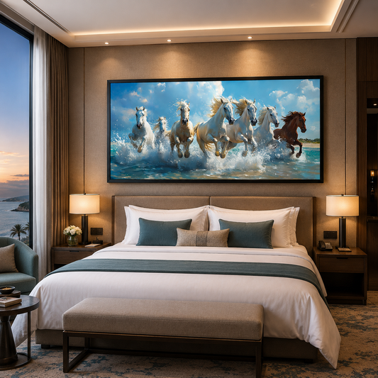 7 Running Horse Vastu Canvas Painting