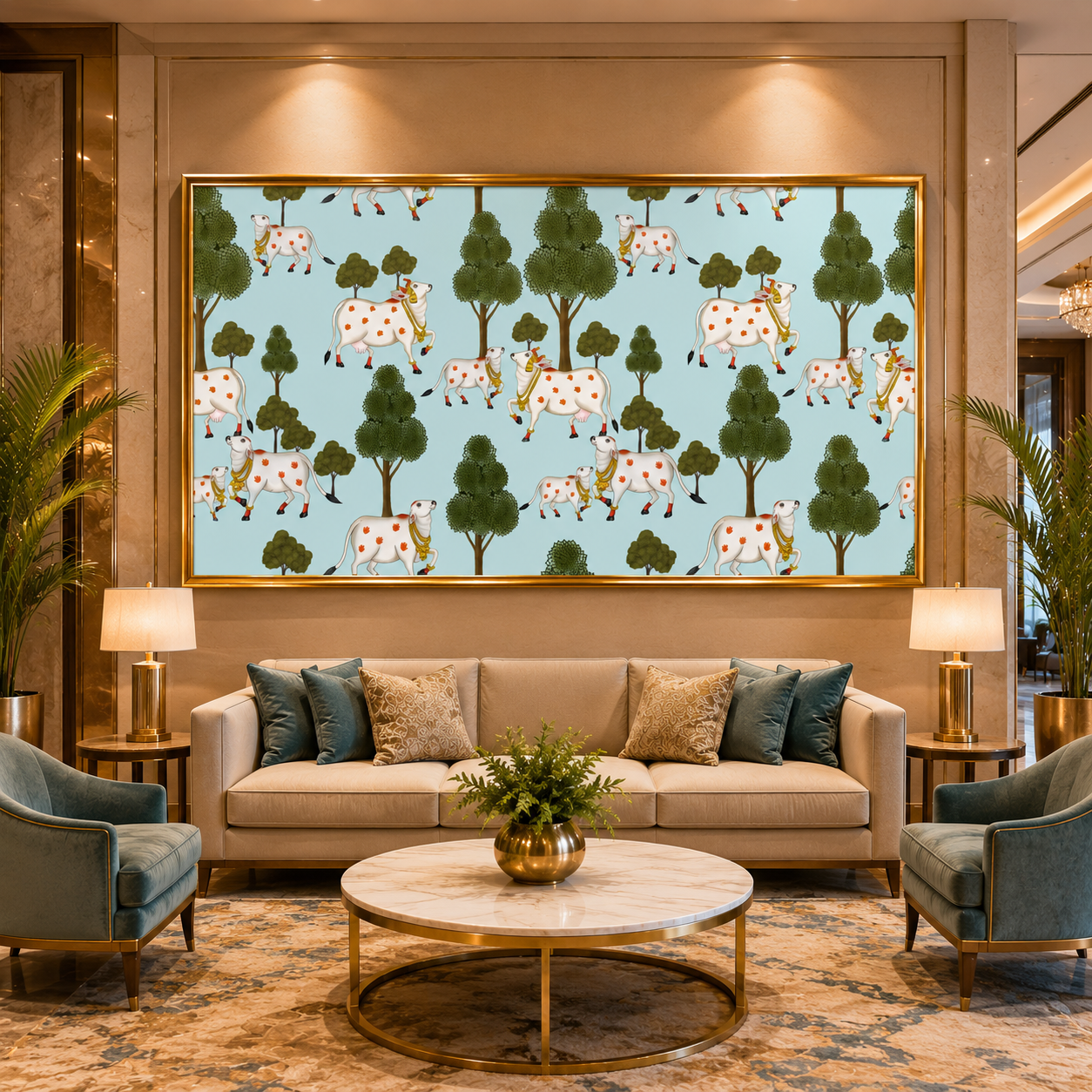 Traditional Cow Pattern Nature Wall Art for Modern Interiors